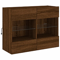 Avis Maison Chic Meuble TV mural, Banc TV avec lumières LED pour salon, Meuble de rangement chêne marron 78,5x30x60,5 cm -GKD67067