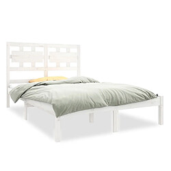 Maison Chic Lit Moderne Chambre - Cadre/structure de lit pour adulte Blanc Bois de pin massif 140x190 cm -MN39719