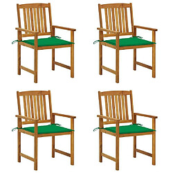 Maison Chic Lot de 4 Chaises de jardin,Fauteuil d'extérieur avec coussins Bois d'acacia massif -MN82885