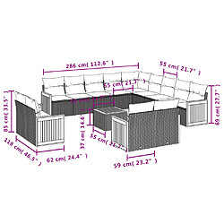 vidaXL Salon de jardin avec coussins 14 pcs beige résine tressée pas cher