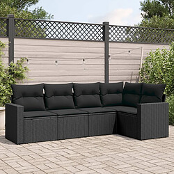 Maison Chic Salon de jardin 5 pcs avec coussins | Ensemble de Table et chaises | Mobilier d'Extérieur noir résine tressée -GKD66769