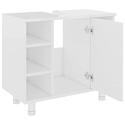 Maison Chic Armoire de salle de bain,Meuble de rangement,Meuble haut Blanc brillant 60x32x53,5 cm Aggloméré -GKD509668 pas cher