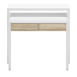 Console extensible coloris blanc et chêne - Dim : 88 x 99 x 36 cm -PEGANE-