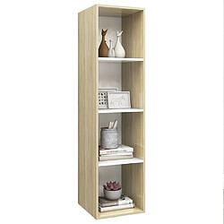 Avis Maison Chic Meuble TV scandinave mural Banc TV suspendu pour salon - Blanc et chêne sonoma 37x37x142,5 cm Aggloméré -MN39656