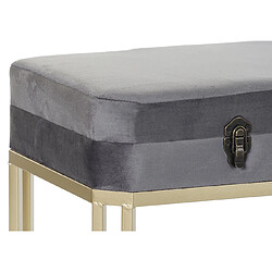 Pegane Set de 2 banquettes en velours gris et métal doré pas cher