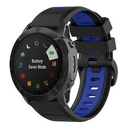 Bracelet en silicone bicolore, libération rapide 26mm, noir/bleu pour votre Garmin Fenix 7X