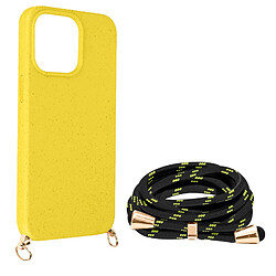 Avizar Coque cordon pour iPhone 15 Pro Max Silicone Recyclable Classic Case Bio Jaune