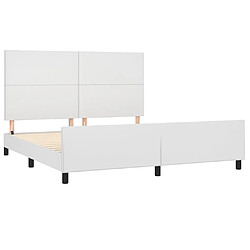 Acheter Maison Chic Lit adulte - Cadre Structure de lit avec tête de lit Contemporain Blanc 180x200 cm Similicuir -MN83744