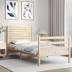 Maison Chic Cadre/structure de lit et tête de lit pour adulte - Lit Moderne Chambre 100x200 cm bois massif -MN72308