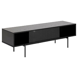 Concept Usine Meuble TV 140 cm noir avec porte coulissante et 1 niche JUPITER