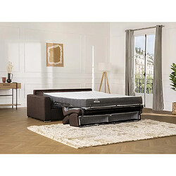 DUNLOPILLO Canapé 4 places convertible express en tissu marron - couchage lattes larges 160 cm - Matelas 22 cm avec mémoire de forme VIZIR