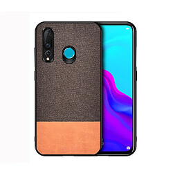 Wewoo Coque Housse de protection antichoc en PU + tissu pour Huawei Enjoy 9s marron