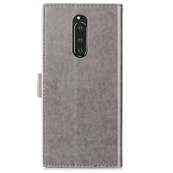 Wewoo Housse Coque Étui en cuir motif de fleurs pressées Lucky Clover pour Sony Xperia 1 / XZ4, avec support et logements pour cartes, ainsi que pour dragonne bandoulière (Gris)