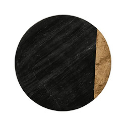 Pegane Plateau tournant en bois de manguier naturel et marbre noir - Diamètre 30 x Hauteur 3,8 cm