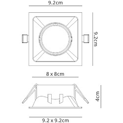 Inspired Downlight encastré carré 9,2 cm GU10, noir mat