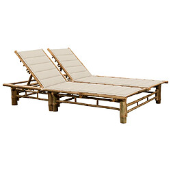 vidaXL Chaise longue pour 2 personnes avec coussins Bambou 