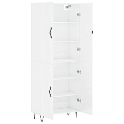 Avis vidaXL Buffet haut Blanc brillant 69,5x34x180 cm Bois d'ingénierie