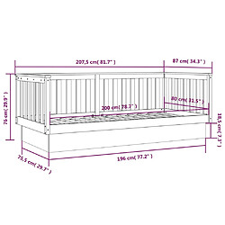 vidaXL Lit de jour sans matelas blanc 80x200 cm bois de pin massif pas cher