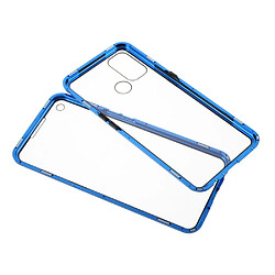 Coque en cadre métallique plein cadre magnétique double face bleu pour votre Oppo A53(2020)