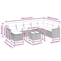 vidaXL Salon de jardin avec coussins 9 pcs beige résine tressée pas cher