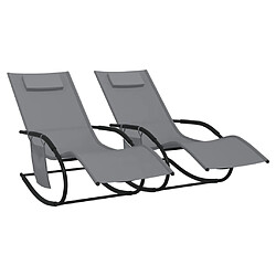 vidaXL Chaises longues à bascule 2 pcs Gris Acier et textilène