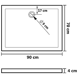 vidaXL Receveur de douche rectangulaire ABS Noir 70x90 cm pas cher