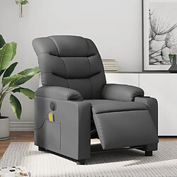 vidaXL Fauteuil de massage inclinable électrique gris similicuir