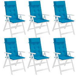 Avis vidaXL Coussins de chaise à dossier haut lot de 6 bleu clair