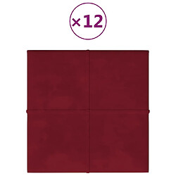 vidaXL Panneaux muraux 12 pcs Rouge bordeaux 30x30 cm Velours 1,08 m²