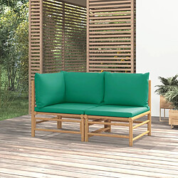 Maison Chic Salon de jardin 2 pcs avec coussins - Table et chaises d'extérieur - Mobilier/Meubles de jardin Moderne vert bambou -MN88303