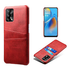 Coque en TPU + PU avec double porte-cartes rouge pour votre Oppo A74 4G/F19