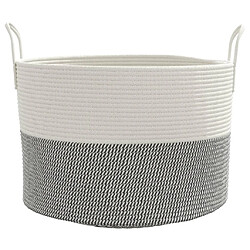 Avis vidaXL Panier de rangement gris et blanc Ø51x33 cm coton