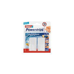 Tesa Powerstrips 2 Crochets rectangulaires blanc + 2 languettes Waterproof