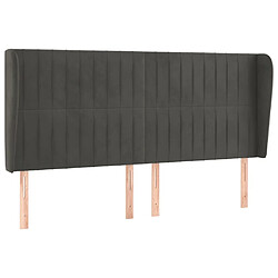 Maison Chic Tête de lit scandinave avec oreilles,meuble de chambre Gris foncé 163x23x118/128 cm Velours -MN99750