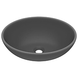 vidaXL Lavabo ovale de luxe Gris foncé mat 40x33 cm Céramique