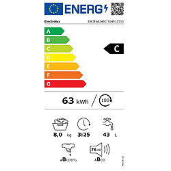 Lave-linge hublot 8kg 1400 tours/min blanc - EW2F6824BC - ELECTROLUX