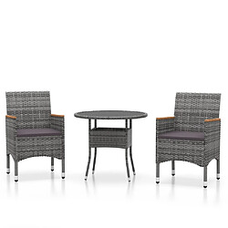 Maison Chic Mobilier à dîner 3 pcs de jardin - Ensemble table et chaises d'extérieur - Salon/Mobilier de jardin classique Résine tressée Gris -MN20607