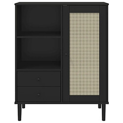 Acheter vidaXL Buffet SENJA aspect rotin noir 90x40x112cm bois massif de pin