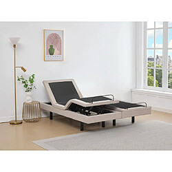 Vente-Unique Sommier électrique de relaxation déco - 2 x 80 x 200 cm - Tissu - Beige - ALPANA de YSMÉE