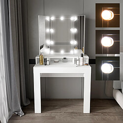 Table de toilette ML-Design avec éclairage LED, blanc, 89,5x155x43,5 cm, en panneau de particules MDF pas cher