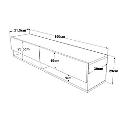 Helloshop26 Meuble TV 140 cm - Chêne rustique