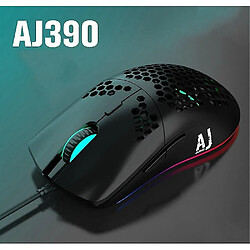 Universal AJ390 Gaming Mouse 6 couleurs LED LED 16000dpi réglable 7 touches en nid d'abeille creuse 69g câblé