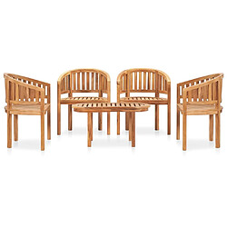 Maison Chic Salon de jardin 5 pcs - Table et chaises d'extérieur - Mobilier/Meubles de jardin Moderne en forme de banane Bois de teck solide -MN26405