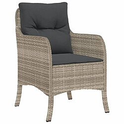 Avis Maison Chic Ensemble à manger d'extérieur 9 pcs avec coussins,Salon de jardin,Mobilier de jardin gris clair rotin -GKD379766