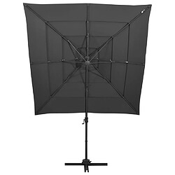 ComfortXL Parasol à 4 Niveaux Avec Mât En Aluminium Anthracite 250x250 Cm