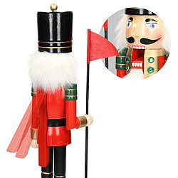 ECD Germany Soldat Casse-Noisette 25 cm avec Chapeau Noir et Drapeau, en Bois, Unique, Décoration de Noël Figurine Marionnette Ornement pour Arbre de Noël Statue Traditionnel de Décor Jouet Classique