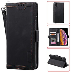 Etui en PU style d'épissage vintage avec support noir pour votre Apple iPhone X/XS 5.8 pouces