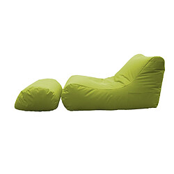 Alter Chaise longue de salon moderne, Made in Italy, Fauteuil avec repose-pieds en nylon, Pouf rembourré pour chambre, 120x80h60 cm, Couleur verte