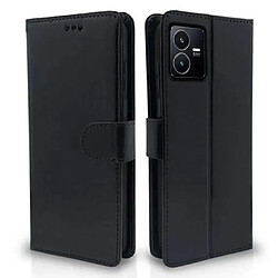 Htdmobiles Housse pour Vivo Y22 / Y22s / Y35 - etui coque pochette portefeuille + film ecran - NOIR MAGNET