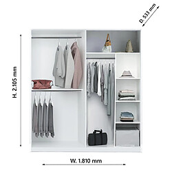 Dansmamaison Armoire 4 portes Blanc/Marbre gris - DAIMANA